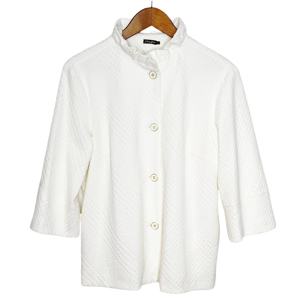 J. McLaughlin White Textured Blazer